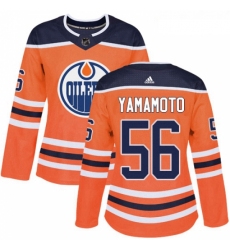 Womens Adidas Edmonton Oilers 56 Kailer Yamamoto Authentic Orange Home NHL Jersey 