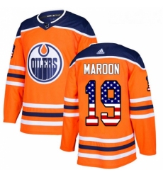 Youth Adidas Edmonton Oilers 19 Patrick Maroon Authentic Orange USA Flag Fashion NHL Jersey 