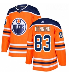 Youth Adidas Edmonton Oilers 83 Matt Benning Authentic Orange Home NHL Jersey 