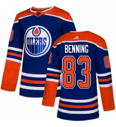 Youth Adidas Edmonton Oilers 83 Matt Benning Authentic Royal Blue Alternate NHL Jersey 