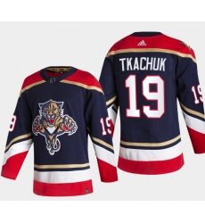 Men Florida Panthers 19 Matthew Tkachuk 2022 Navy Reverse Retro Stitched Jersey