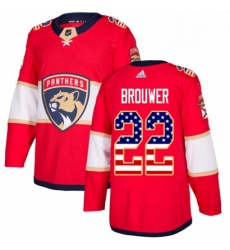 Mens Adidas Florida Panthers 22 Troy Brouwer Authentic Red USA Flag Fashion NHL Jersey 