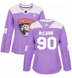 Womens Adidas Florida Panthers 90 Jared McCann Authentic Purple Fights Cancer Practice NHL Jersey 