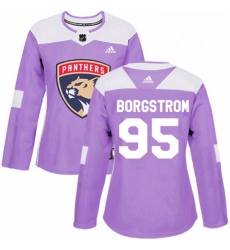 Womens Adidas Florida Panthers 95 Henrik Borgstrom Authentic Purple Fights Cancer Practice NHL Jersey 