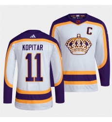 Men Los Angeles Kings 11 Anze Kopitar White 2022 Reverse Retro Stitched Jersey