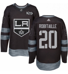 Mens Adidas Los Angeles Kings 20 Luc Robitaille Authentic Black 1917 2017 100th Anniversary NHL Jersey 