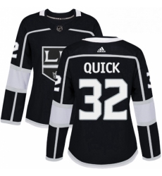 Womens Adidas Los Angeles Kings 32 Jonathan Quick Authentic Black Home NHL Jersey 