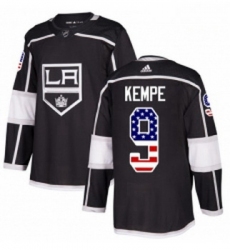 Youth Adidas Los Angeles Kings 9 Adrian Kempe Authentic Black USA Flag Fashion NHL Jersey 