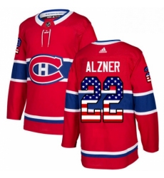 Mens Adidas Montreal Canadiens 22 Karl Alzner Authentic Red USA Flag Fashion NHL Jersey 