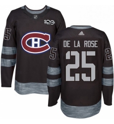 Mens Adidas Montreal Canadiens 25 Jacob de la Rose Authentic Black 1917 2017 100th Anniversary NHL Jersey 