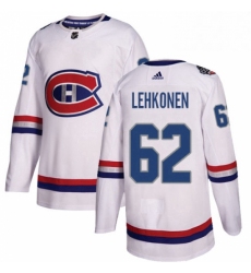 Mens Adidas Montreal Canadiens 62 Artturi Lehkonen Authentic White 2017 100 Classic NHL Jersey 