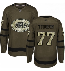 Mens Adidas Montreal Canadiens 77 Pierre Turgeon Authentic Green Salute to Service NHL Jersey 