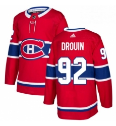 Mens Adidas Montreal Canadiens 92 Jonathan Drouin Authentic Red Home NHL Jersey 