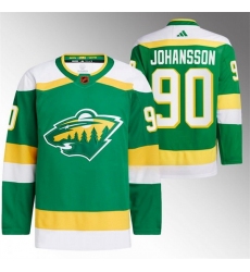 Men Minnesota Wild 90 Marcus Johansson Green 2022 23 Reverse Retro Stitched Jersey