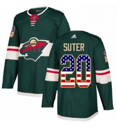 Mens Adidas Minnesota Wild 20 Ryan Suter Authentic Green USA Flag Fashion NHL Jersey 