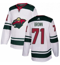 Mens Adidas Minnesota Wild 71 J T Brown Authentic White Away NHL Jerse