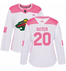 Womens Adidas Minnesota Wild 20 Ryan Suter Authentic WhitePink Fashion NHL Jersey 