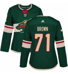 Womens Adidas Minnesota Wild 71 J T Brown Premier Green Home NHL Jerse