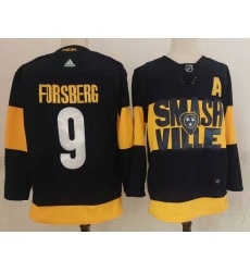 Men Nashville Predators 9 Filip Forsberg Black 2022 Stadium Series adidas Stitched NHL Jersey