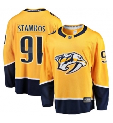 Men Nashville Predators 91 Steven Stamkos Gold Breakaway Home Stitched Jersey