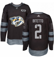 Mens Adidas Nashville Predators 2 Anthony Bitetto Authentic Black 1917 2017 100th Anniversary NHL Jersey 