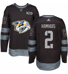 Mens Adidas Nashville Predators 2 Dan Hamhuis Authentic Black 1917 2017 100th Anniversary NHL Jersey 