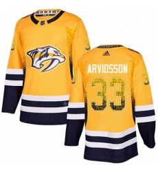 Mens Adidas Nashville Predators 33 Viktor Arvidsson Authentic Gold Drift Fashion NHL Jersey 