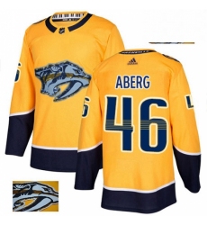 Mens Adidas Nashville Predators 46 Pontus Aberg Authentic Gold Fashion Gold NHL Jersey 