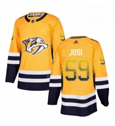 Mens Adidas Nashville Predators 59 Roman Josi Authentic Gold Drift Fashion NHL Jersey 