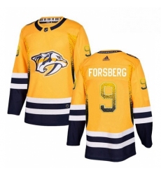 Mens Adidas Nashville Predators 9 Filip Forsberg Authentic Gold Drift FashionNHL Jersey 