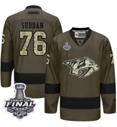 Predators #76 P K Subban Green Salute to Service 2017 Stanley Cup Final Patch Stitched NHL Jersey