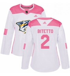 Womens Adidas Nashville Predators 2 Anthony Bitetto Authentic WhitePink Fashion NHL Jersey 