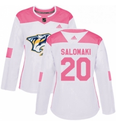 Womens Adidas Nashville Predators 20 Miikka Salomaki Authentic WhitePink Fashion NHL Jersey 