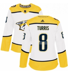 Womens Adidas Nashville Predators 8 Kyle Turris Authentic White Away NHL Jersey 