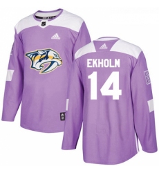 Youth Adidas Nashville Predators 14 Mattias Ekholm Authentic Purple Fights Cancer Practice NHL Jersey 