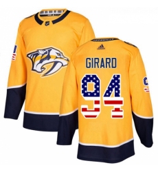 Youth Adidas Nashville Predators 94 Samuel Girard Authentic Gold USA Flag Fashion NHL Jersey 