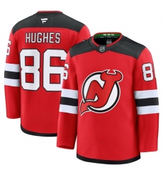 Men New Jersey Devils 86 Jack Hughes Red 2024 25 Home Stitched Hockey Jersey