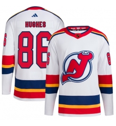 Men New Jersey Devils 86 Jack Hughes White 2022 23 Reverse Retro Stitched Jersey