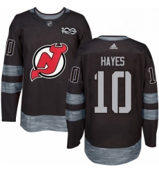 Mens Adidas New Jersey Devils 10 Jimmy Hayes Authentic Black 1917 2017 100th Anniversary NHL Jersey 