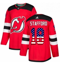 Mens Adidas New Jersey Devils 18 Drew Stafford Authentic Red USA Flag Fashion NHL Jersey 