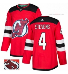 Mens Adidas New Jersey Devils 4 Scott Stevens Authentic Red Fashion Gold NHL Jersey 