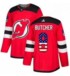 Mens Adidas New Jersey Devils 8 Will Butcher Authentic Red USA Flag Fashion NHL Jersey 