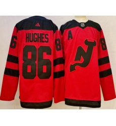 Men's New Jersey Devils #86 Jack Hughes Red 2023-2024 Stadium Series Stitched Jersey