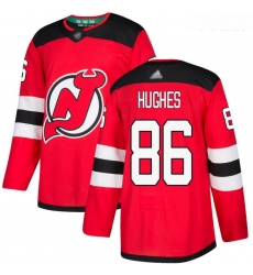 Devils #86 Jack Hughes Red Home Authentic Stitched Youth Hockey Jersey