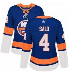 Womens Adidas New York Islanders 4 Robin Salo Authentic Royal Blue Home NHL Jersey 