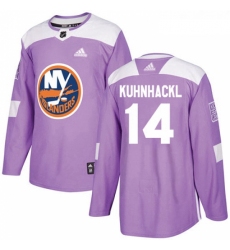 Youth Adidas New York Islanders 14 Tom Kuhnhackl Authentic Purple Fights Cancer Practice NHL Jersey 