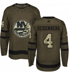 Youth Adidas New York Islanders 4 Dennis Seidenberg Authentic Green Salute to Service NHL Jersey 