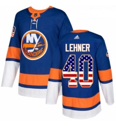 Youth Adidas New York Islanders 40 Robin Lehner Authentic Royal Blue USA Flag Fashion NHL Jersey 