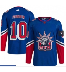 Men New York Rangers 10 Artemi Panarin Blue 2022 Reverse Retro Stitched Jersey