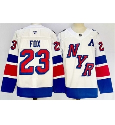 Men New York Rangers 23 Adam Fox White 2024 25 Stadium Series Stitched Jersey